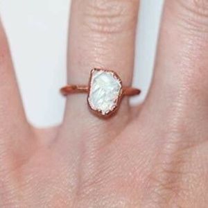 Genuine Herkimer Electroformed Copper Solitaire Ring Size 6